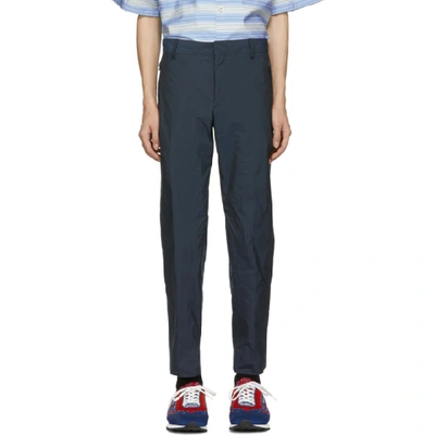 Shop Prada Navy Fil-à-fil Tech Trousers