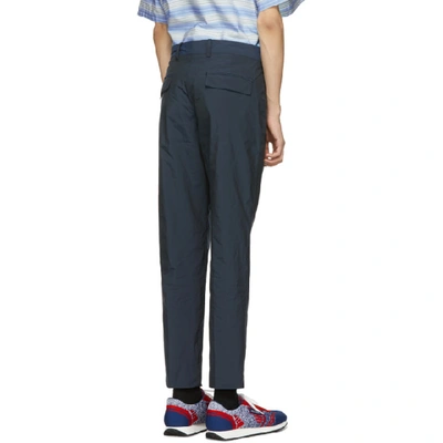 Shop Prada Navy Fil-à-fil Tech Trousers