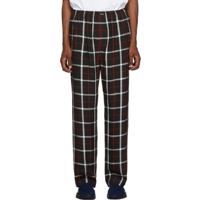 Shop Balenciaga Black And White Check Fluid Pyjama Trousers In 1070 Blkwht