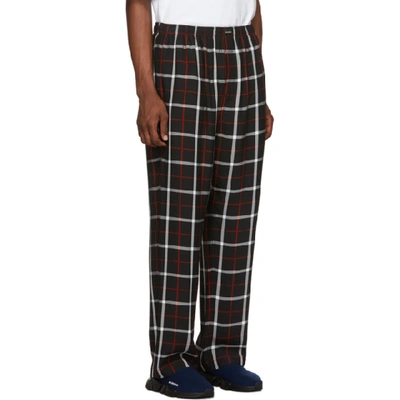 Shop Balenciaga Black And White Check Fluid Pyjama Trousers In 1070 Blkwht