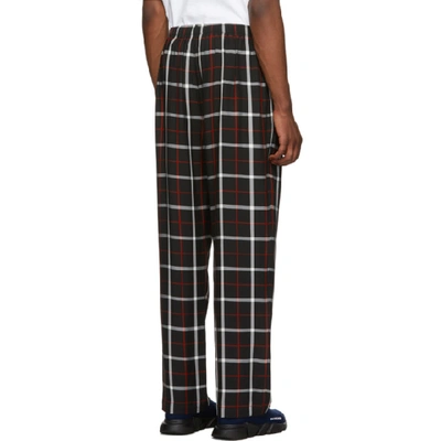 Shop Balenciaga Black And White Check Fluid Pyjama Trousers In 1070 Blkwht