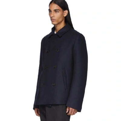 Shop Prada Navy Short Peacoat In Blue