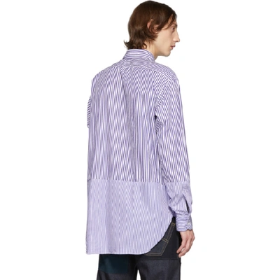 Shop Engineered Garments Blue And White Striped Shirt In Pb021bluwht