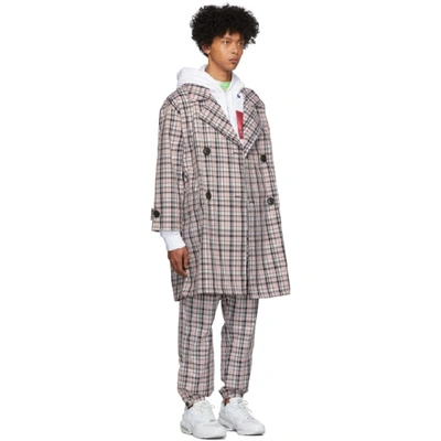 Shop Opening Ceremony Pink Plaid Oversized Trench Coat In 6503 Pinkpl