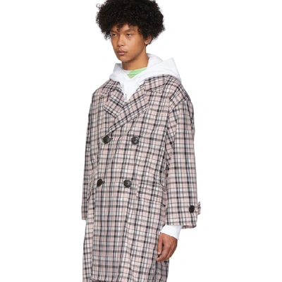 Shop Opening Ceremony Pink Plaid Oversized Trench Coat In 6503 Pinkpl