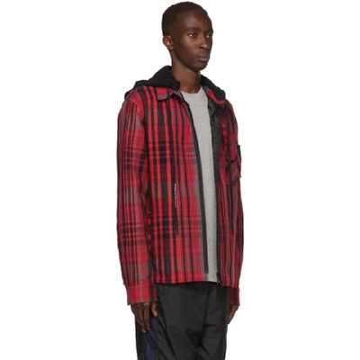 Shop Off-white Red And Black Padded Hoodie Shirt