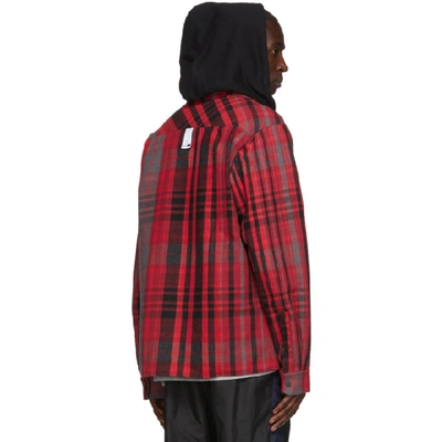 Shop Off-white Red And Black Padded Hoodie Shirt