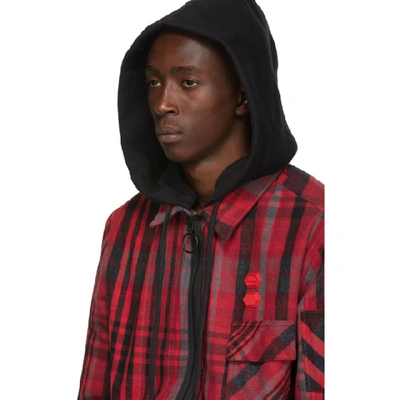 Shop Off-white Red And Black Padded Hoodie Shirt