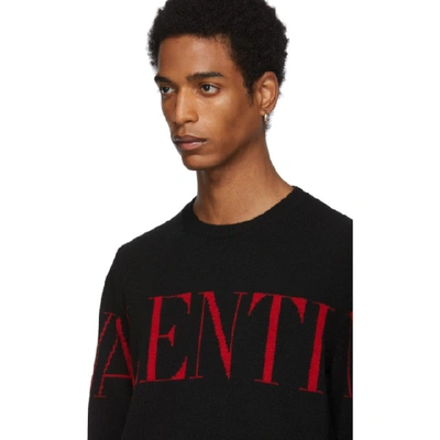 Shop Valentino Black And Red Cashmere Logo Sweater In 0nrnero/ro