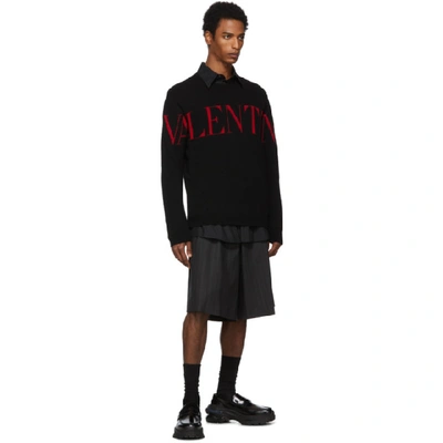 Shop Valentino Black And Red Cashmere Logo Sweater In 0nrnero/ro