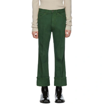 Shop Lemaire Green Bootcut Jeans In 637 Clover