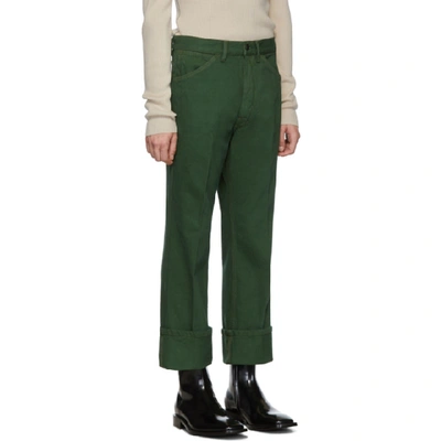 Shop Lemaire Green Bootcut Jeans In 637 Clover