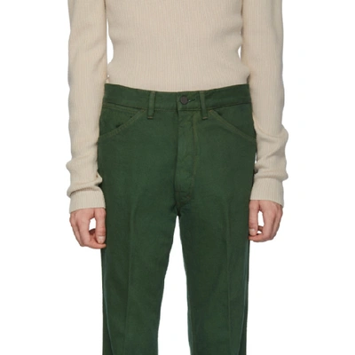 Shop Lemaire Green Bootcut Jeans In 637 Clover