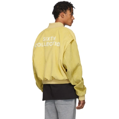 Shop Fear Of God Yellow Suede Sixth Collection Varsity Jacket In 705ggylw