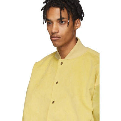 Shop Fear Of God Yellow Suede Sixth Collection Varsity Jacket In 705ggylw