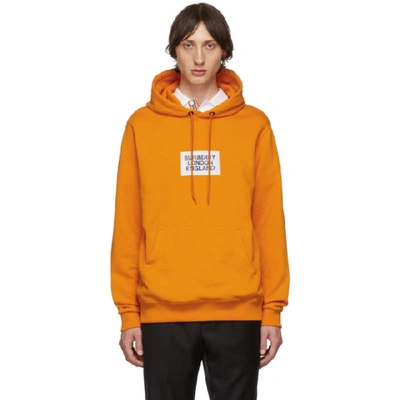 Burberry Logo Print Cotton Hoodie In Orange ModeSens