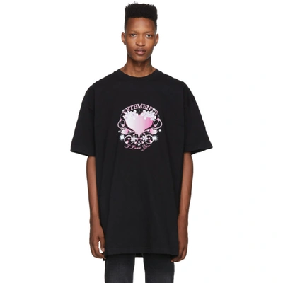 Shop Vetements Black Valentines Logo T-shirt