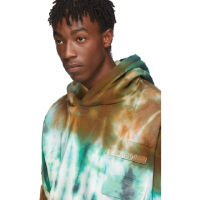 Shop Amiri Blue Tie-dye Commando Patch Hoodie In Bluetiedye