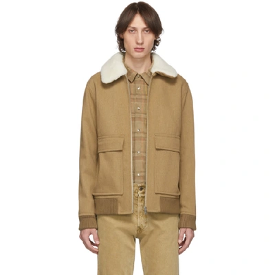 Shop A.p.c. Brown Bronze Jacket In Pbc Beige