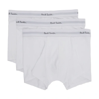 Shop Paul Smith Three-pack White Logo Boxer Briefs In 01 Wht