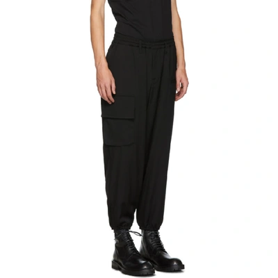 Shop Yohji Yamamoto Black Ribbed Waist Trousers