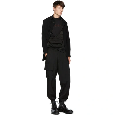 Shop Yohji Yamamoto Black Ribbed Waist Trousers