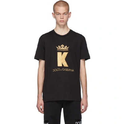 Shop Dolce & Gabbana Dolce And Gabbana Black King Patch T-shirt In N0000 Black