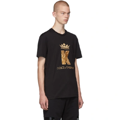 Shop Dolce & Gabbana Dolce And Gabbana Black King Patch T-shirt In N0000 Black