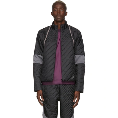 Shop Kiko Kostadinov Black And Grey Asics Edition Insulated Jacket In Blackcarbon