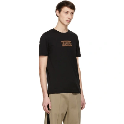 Shop Fendi Black Suede Forever  Patch T-shirt In F0qa1 Black