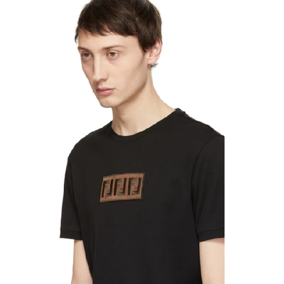 FENDI 黑色“FOREVER FENDI”绒面革贴布 T 恤