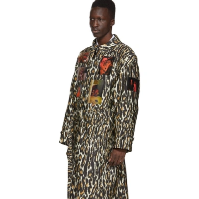 Shop Raf Simons Off-white Animalier Patches Car Coat In 01360 Ecru