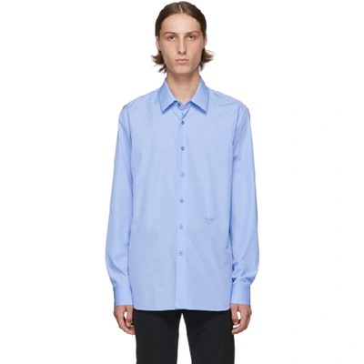 Shop Prada Blue Poplin Shirt