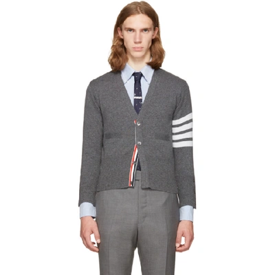 Shop Thom Browne Grey Classic Short V-neck Cardigan In Medgrey 038