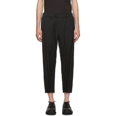 Shop Issey Miyake Men Black Wool Wrinkle Elastic Trousers In 15.black