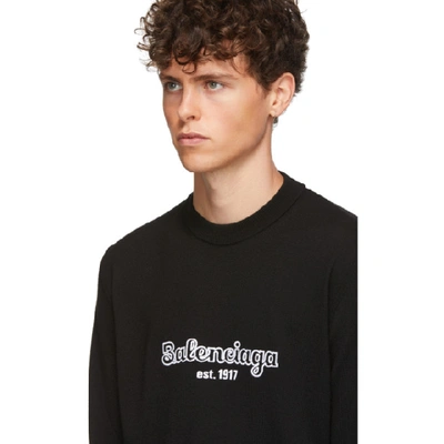 Shop Balenciaga Black Wool Est. 1917 Sweater In 1070 Blkwht