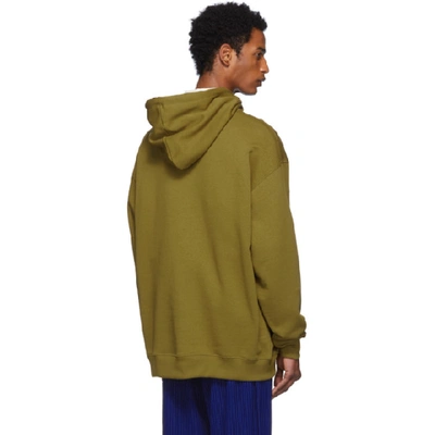 Shop Acne Studios Green Oversized Face Hoodie In Moss Green