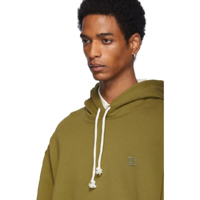 Shop Acne Studios Green Oversized Face Hoodie In Moss Green