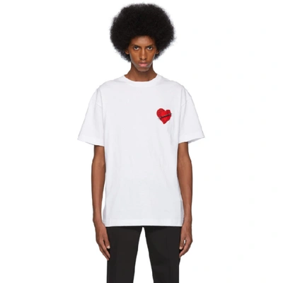Shop Palm Angels White Pin My Heart T-shirt In 0188 Whtmul