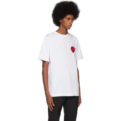 Shop Palm Angels White Pin My Heart T-shirt In 0188 Whtmul