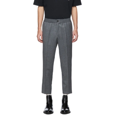 Shop Ami Alexandre Mattiussi Grey Elasticated Waist Cropped Trousers In 055 Gris