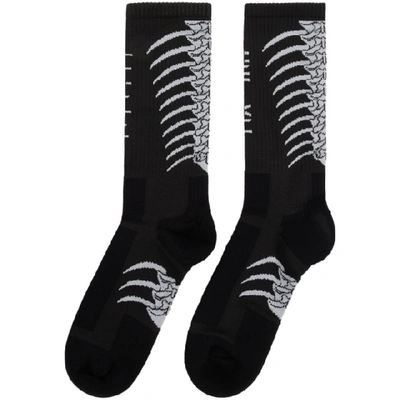 Shop Ben Taverniti Unravel Project Unravel Black And Grey Bone Socks In 1001 Blkwht
