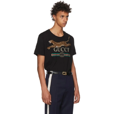 Shop Gucci Black Classic Leopard T-shirt In 1082 Black