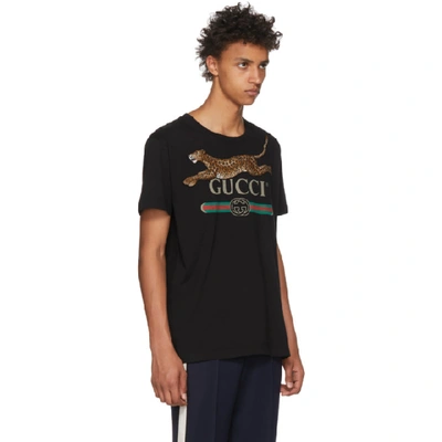 Gucci Leopard Logo Jersey T-shirt In Black |