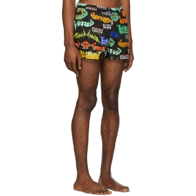 Shop Gucci Black & Multicolor Metal Mix Swim Shorts In 1082blkmult