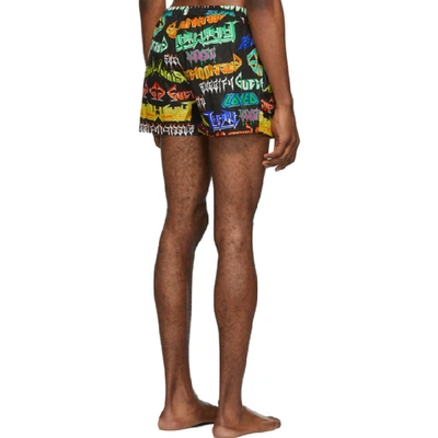 Shop Gucci Black & Multicolor Metal Mix Swim Shorts In 1082blkmult