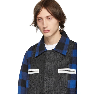Shop Craig Green Blue Plaid Flannel Worker Shirt Jacket