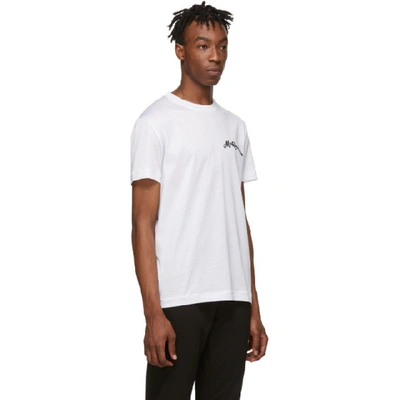 Shop Alexander Mcqueen White Embroidered Logo T-shirt In 9000 White