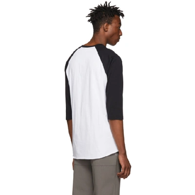 Shop Helmut Lang White And Black Pigeon Three-quarter Sleeve T-shirt In White/black