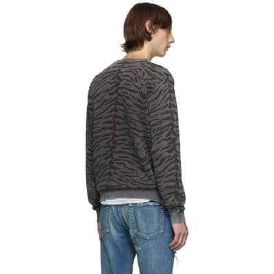 Shop Saint Laurent Black And Grey Zebra Print Sweatshirt In 1089 Blkant